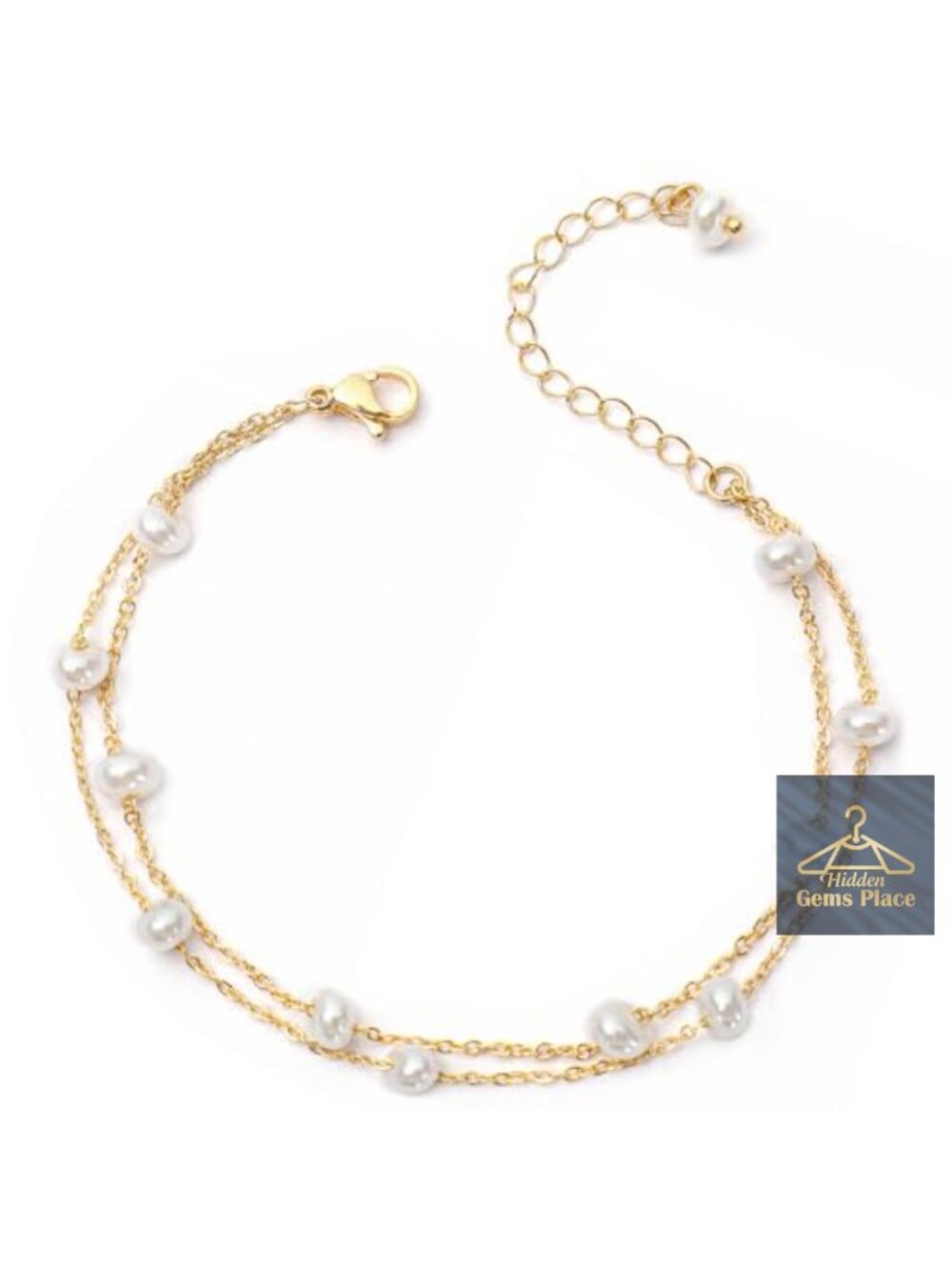 Dainty 14K Gold Plated Pearl Bracelet Trendy Beaded Chain Jewelry